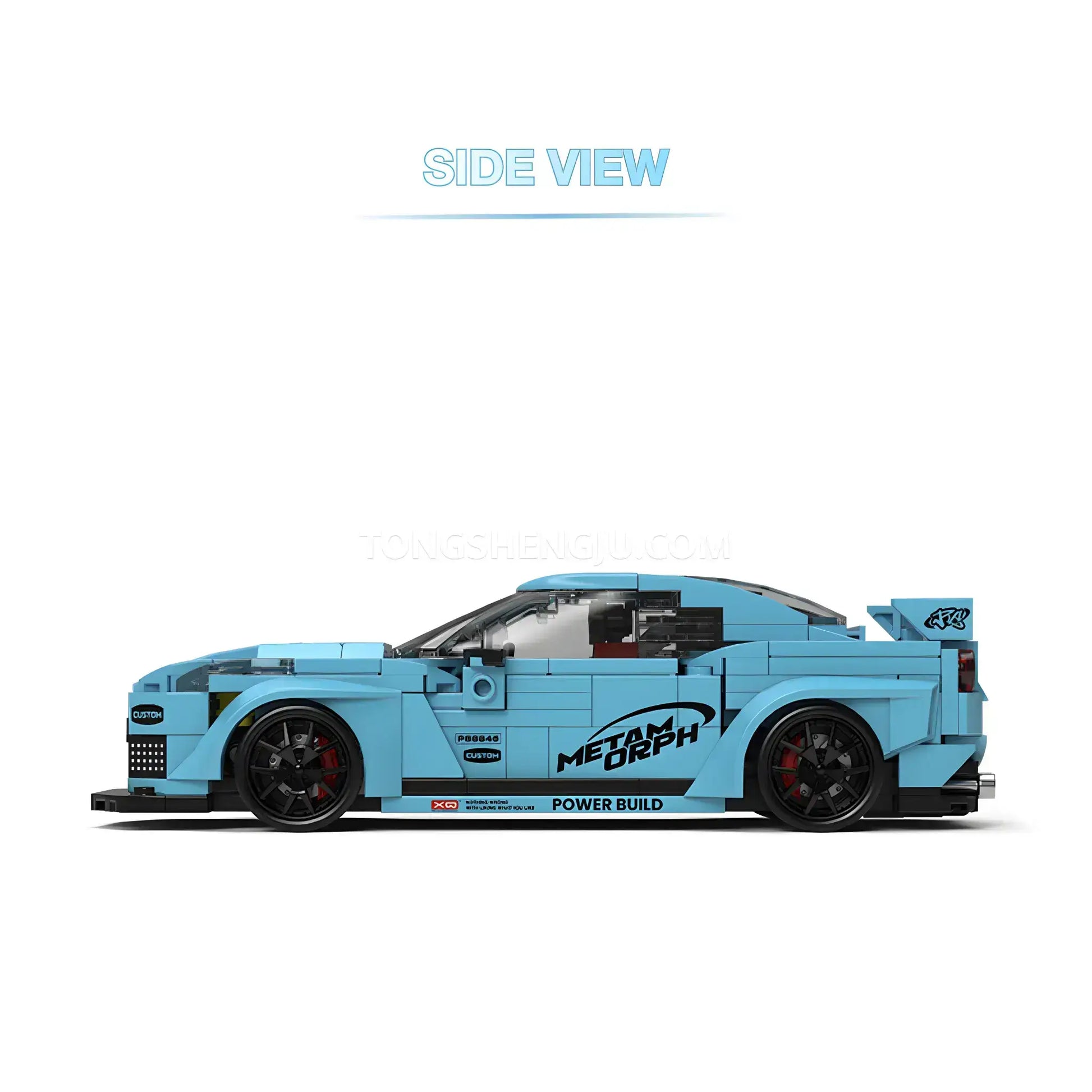 side view of happy build power build pb8846 nissan gtr sprots car building set model car