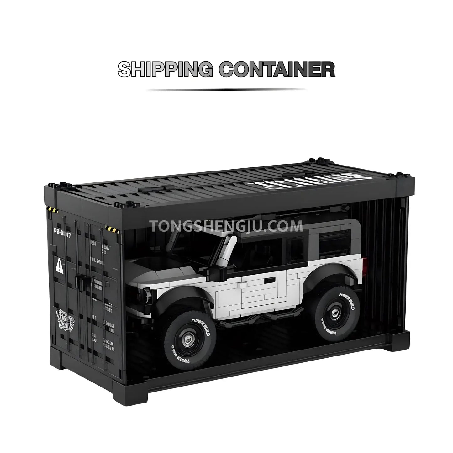 shipping container of happy build power build pb8847 ford bronco off road car building set model car
