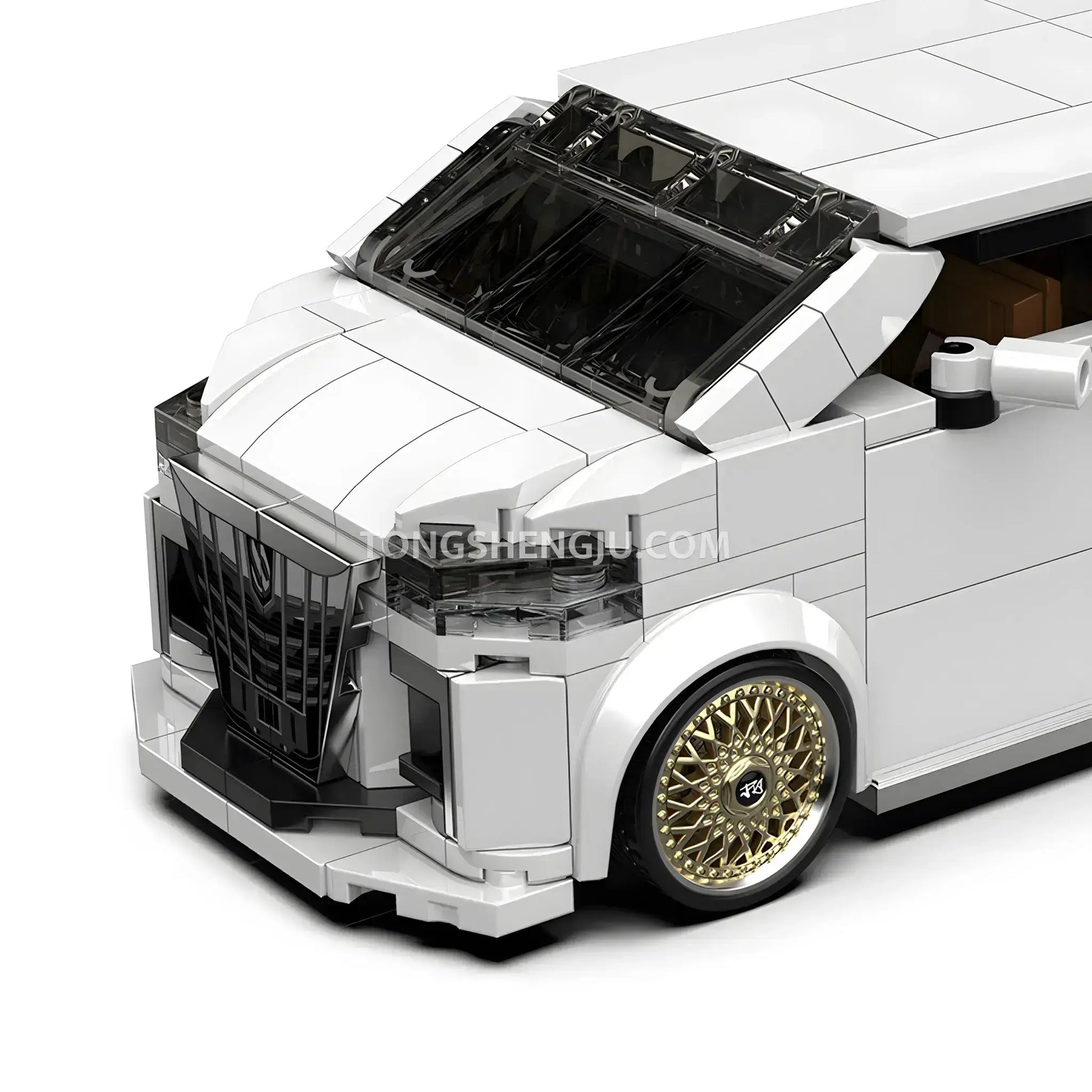 front car of happybuild powerbuild pb8848 toyota alphard car building set model car 