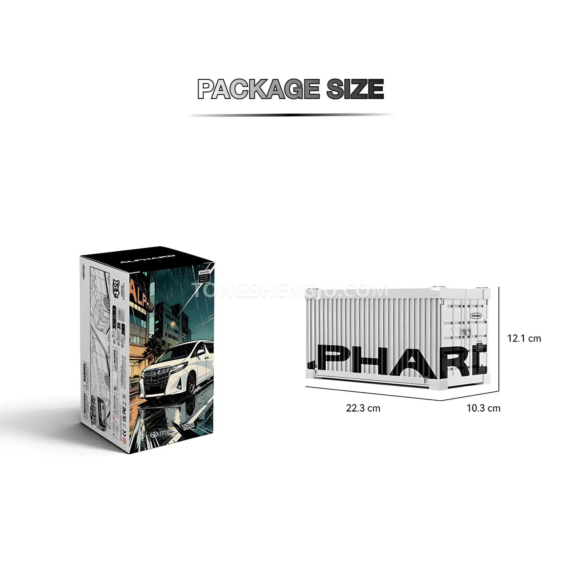 package size of happybuild powerbuild pb8848 toyota alphard car building set model car