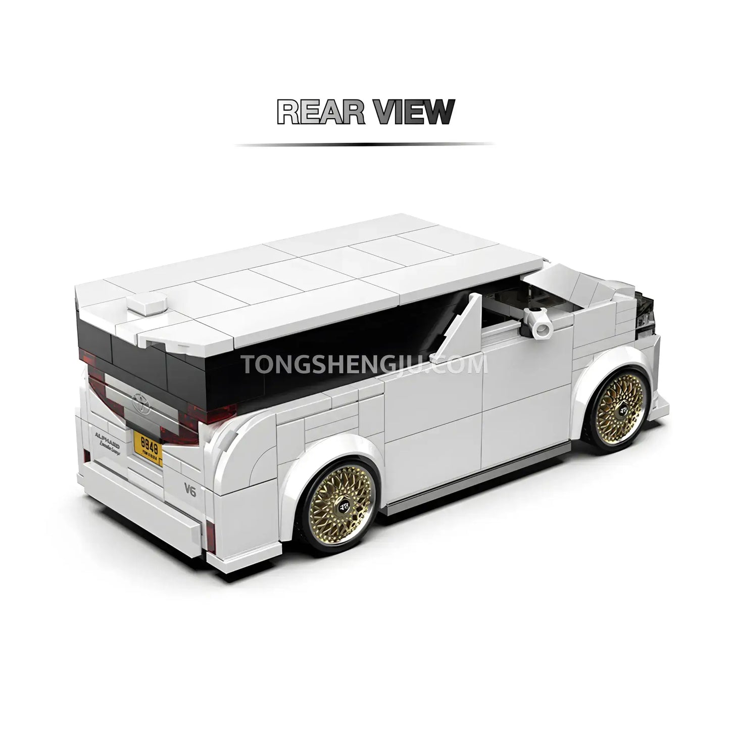rear view of happybuild powerbuild pb8848 toyota alphard car building set model car