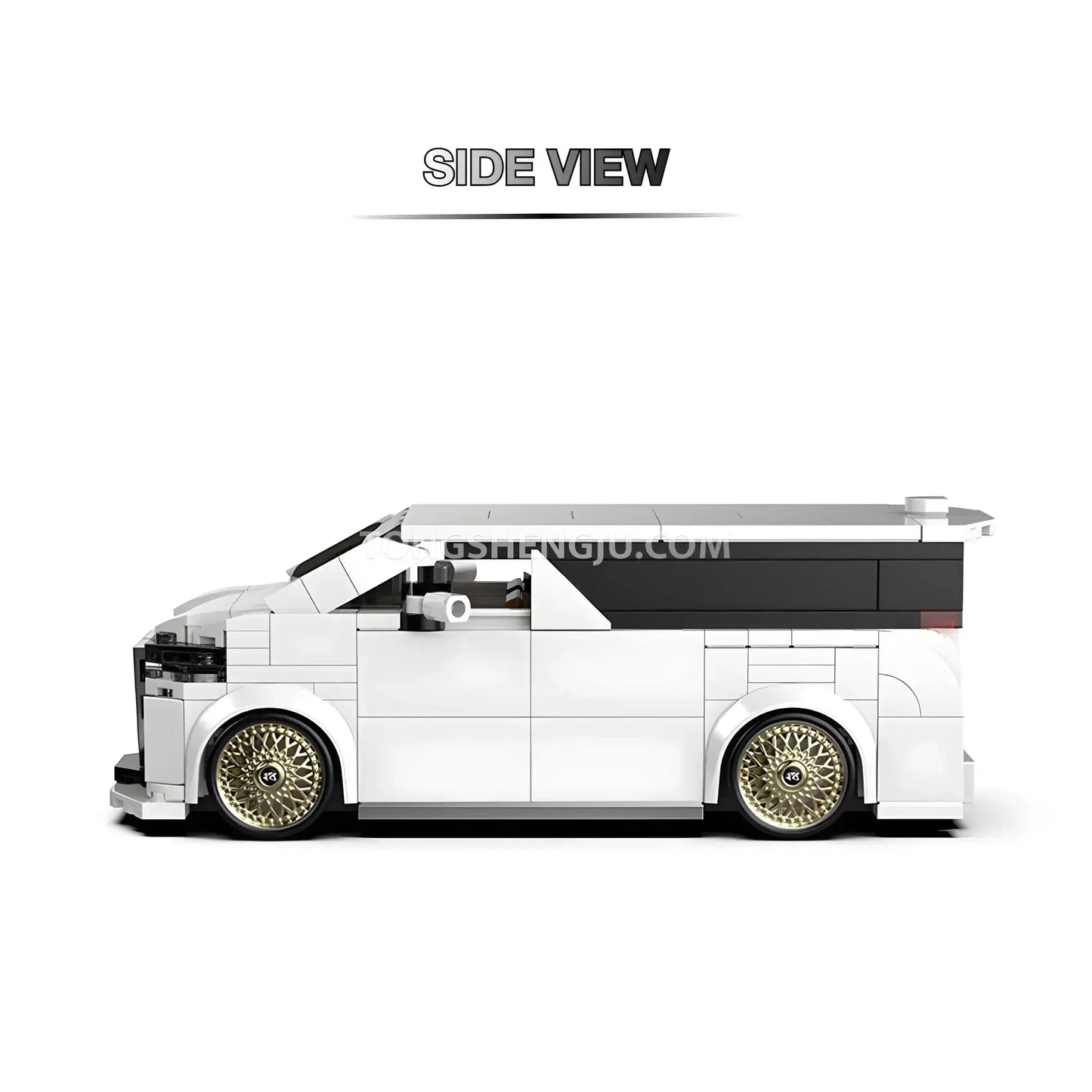 side view of happybuild powerbuild pb8848 toyota alphard car building set model car