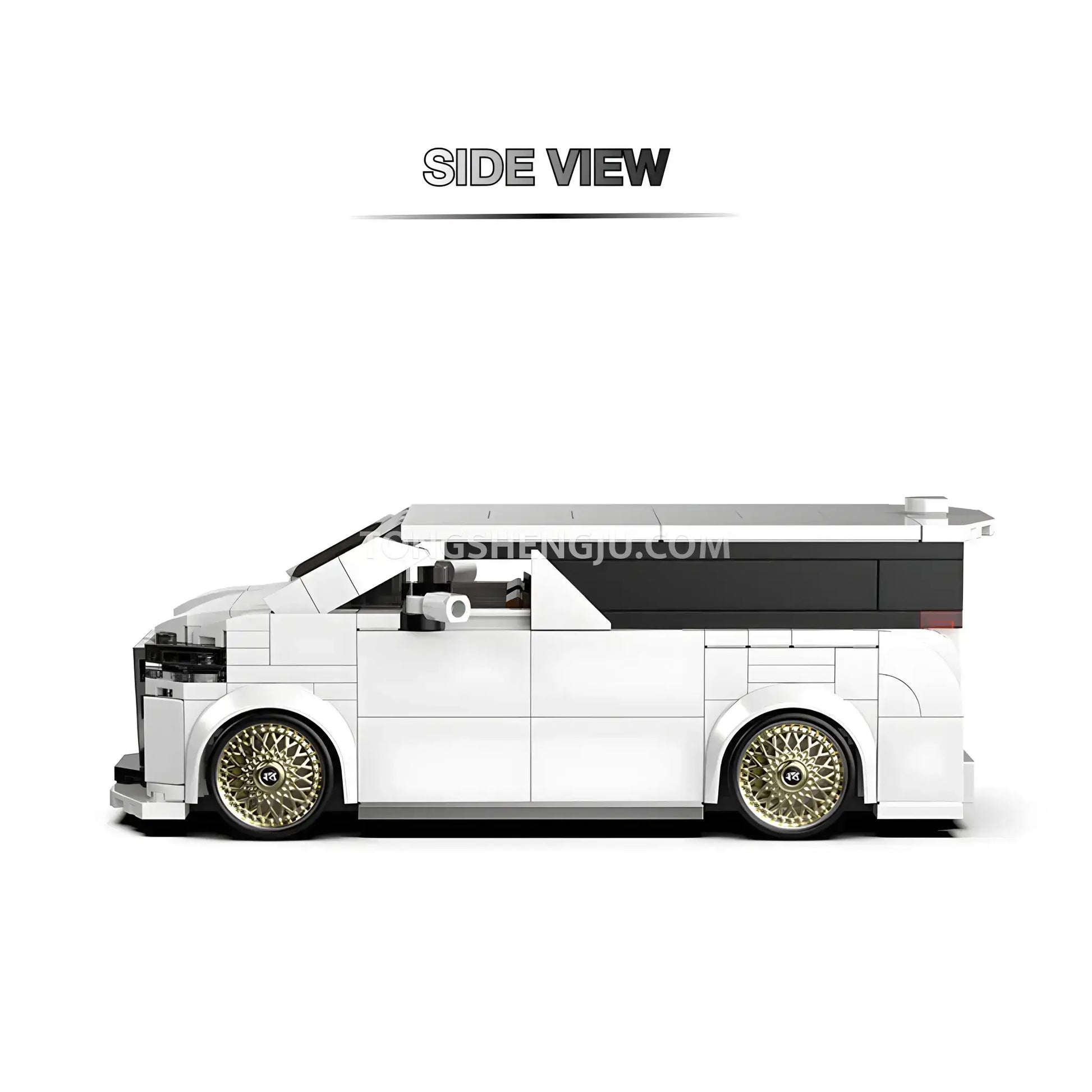 side view of happybuild powerbuild pb8848 toyota alphard car building set model car