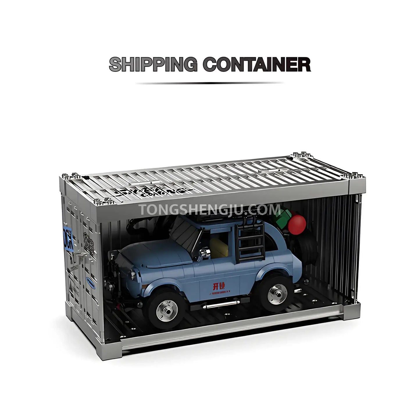 shipping container of happy build power build pb8859 shiba coming unlocking car building set model car 
