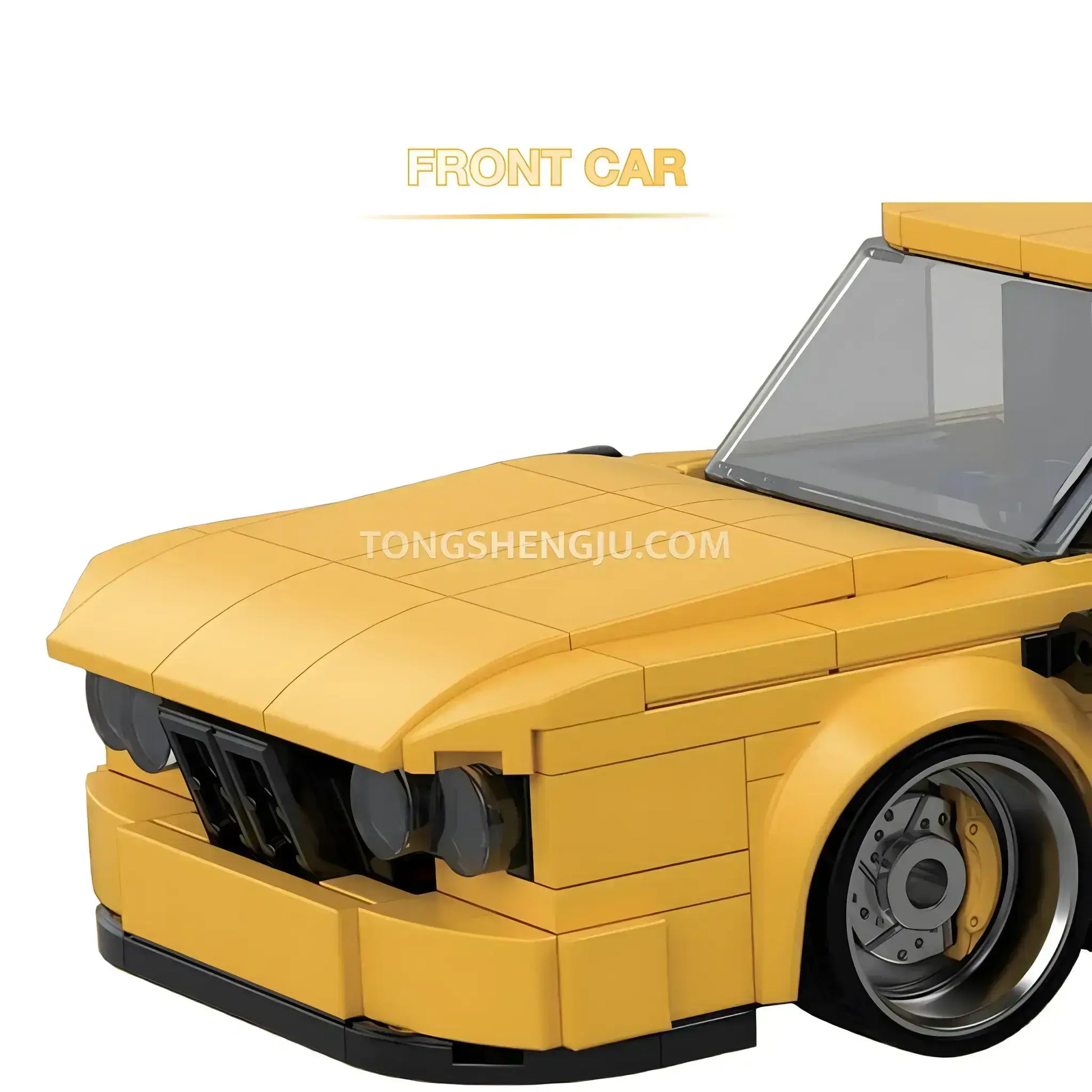 front car of happybuild powerbuild pb8826 2in1 yellow wasp pioneer car building set model car 