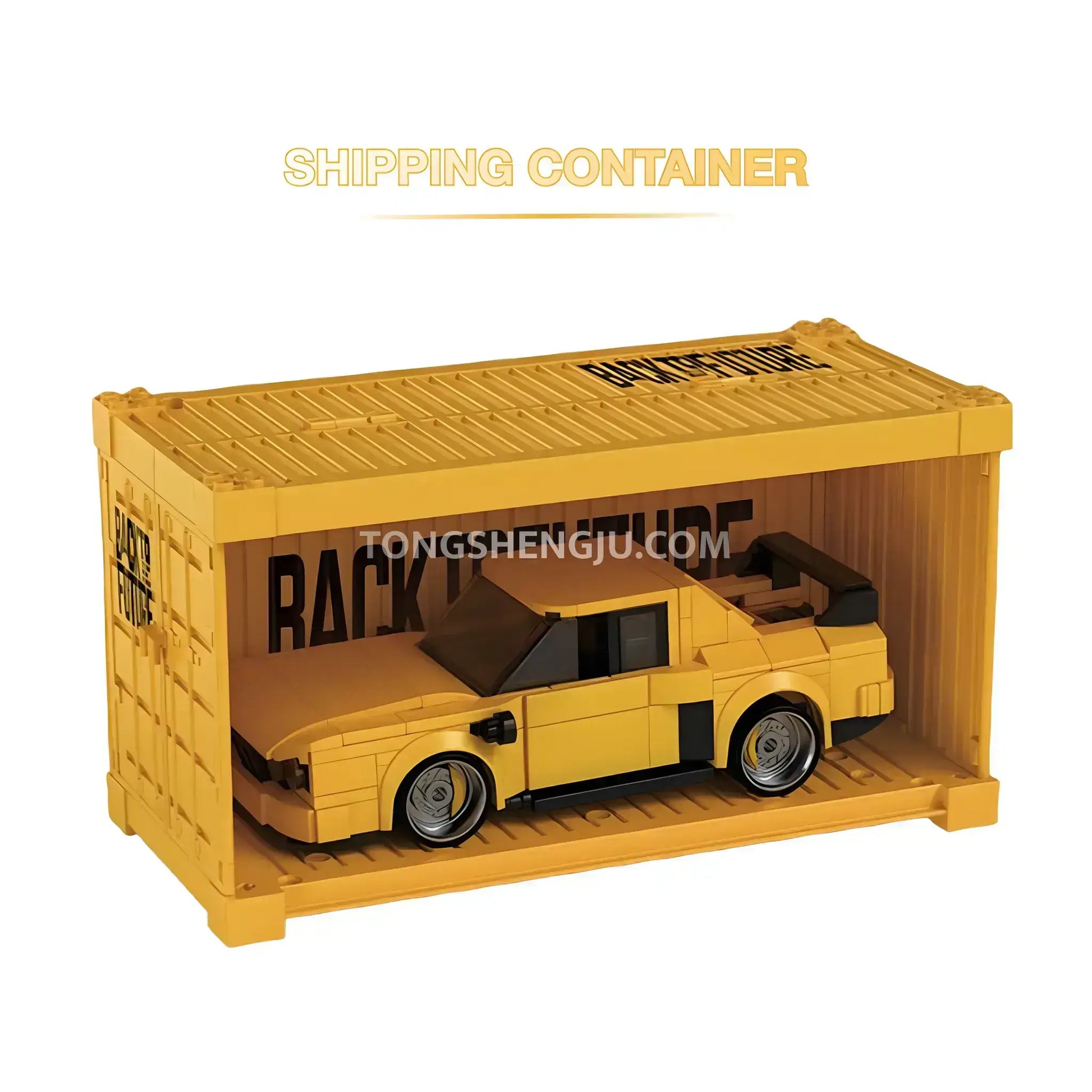 shipping container of happybuild powerbuild pb8826 2in1 yellow wasp pioneer car building set model car 
