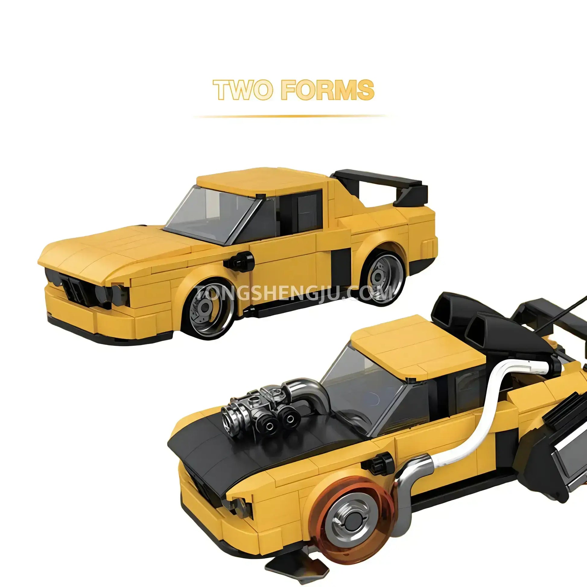 happybuild powerbuild pb8826 2in1 yellow wasp pioneer car building set model car two forms