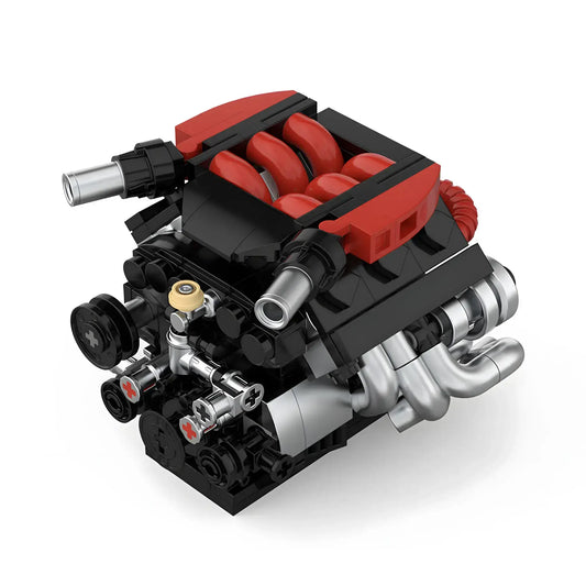 front view of happybuild powerblock pb8869e sukon r35 vr38 mini engine model set 