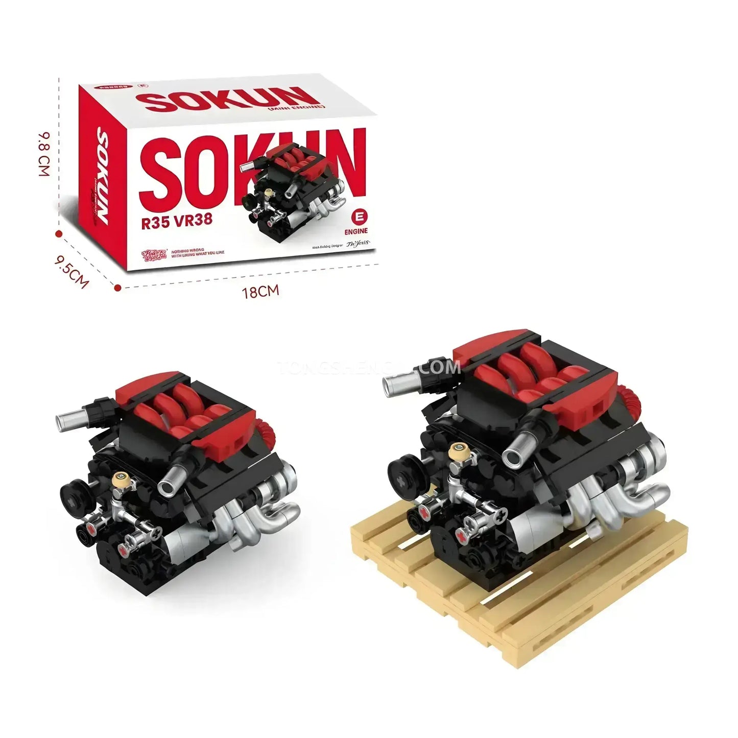 product information of happybuild powerblock pb8869e sukon r35 vr38 mini engine model set 