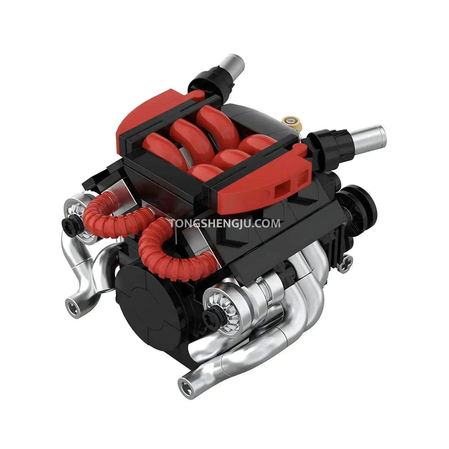 rear view of happybuild powerblock pb8869e sukon r35 vr38 mini engine model set 