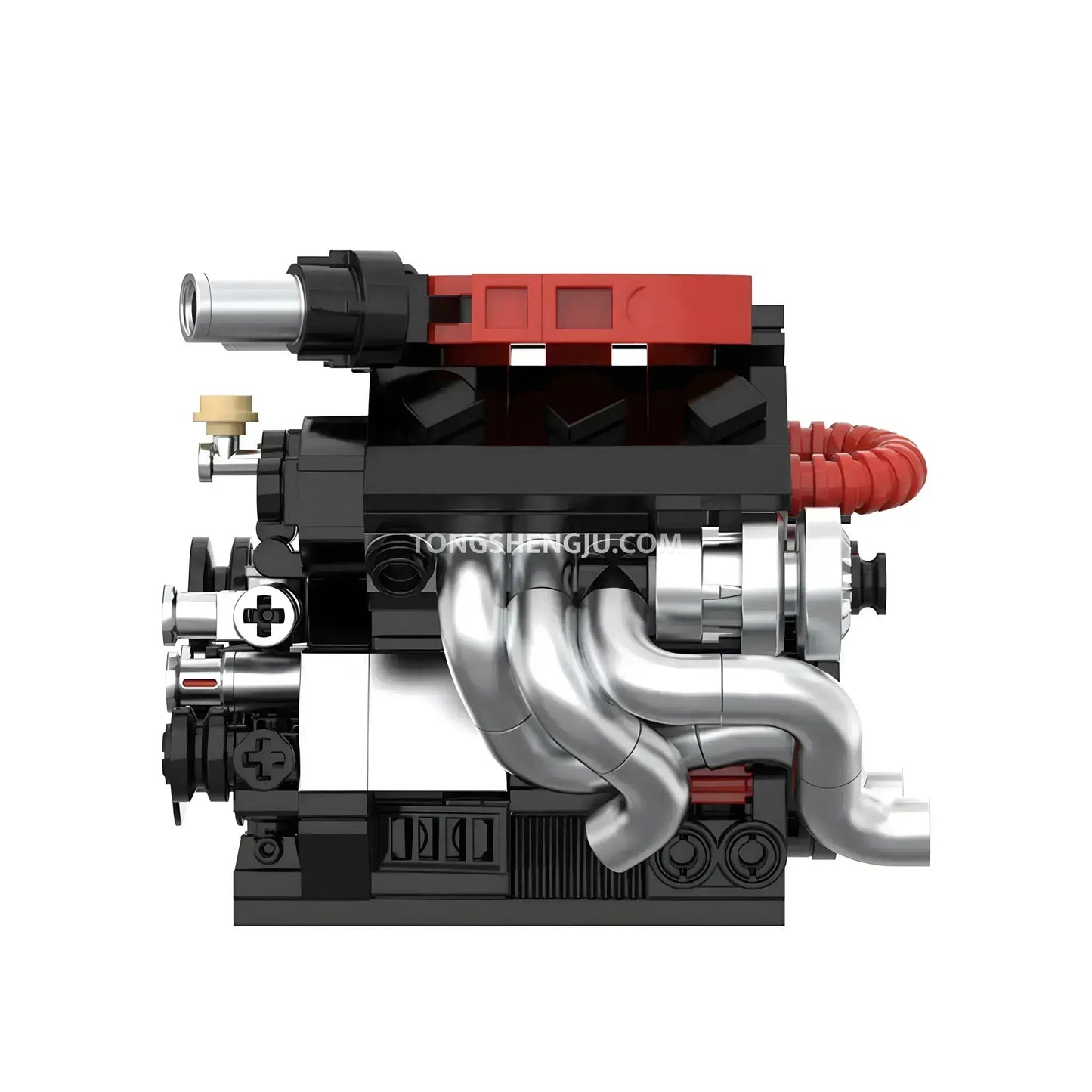 right view of happybuild powerblock pb8869e sukon r35 vr38 mini engine model car building set 