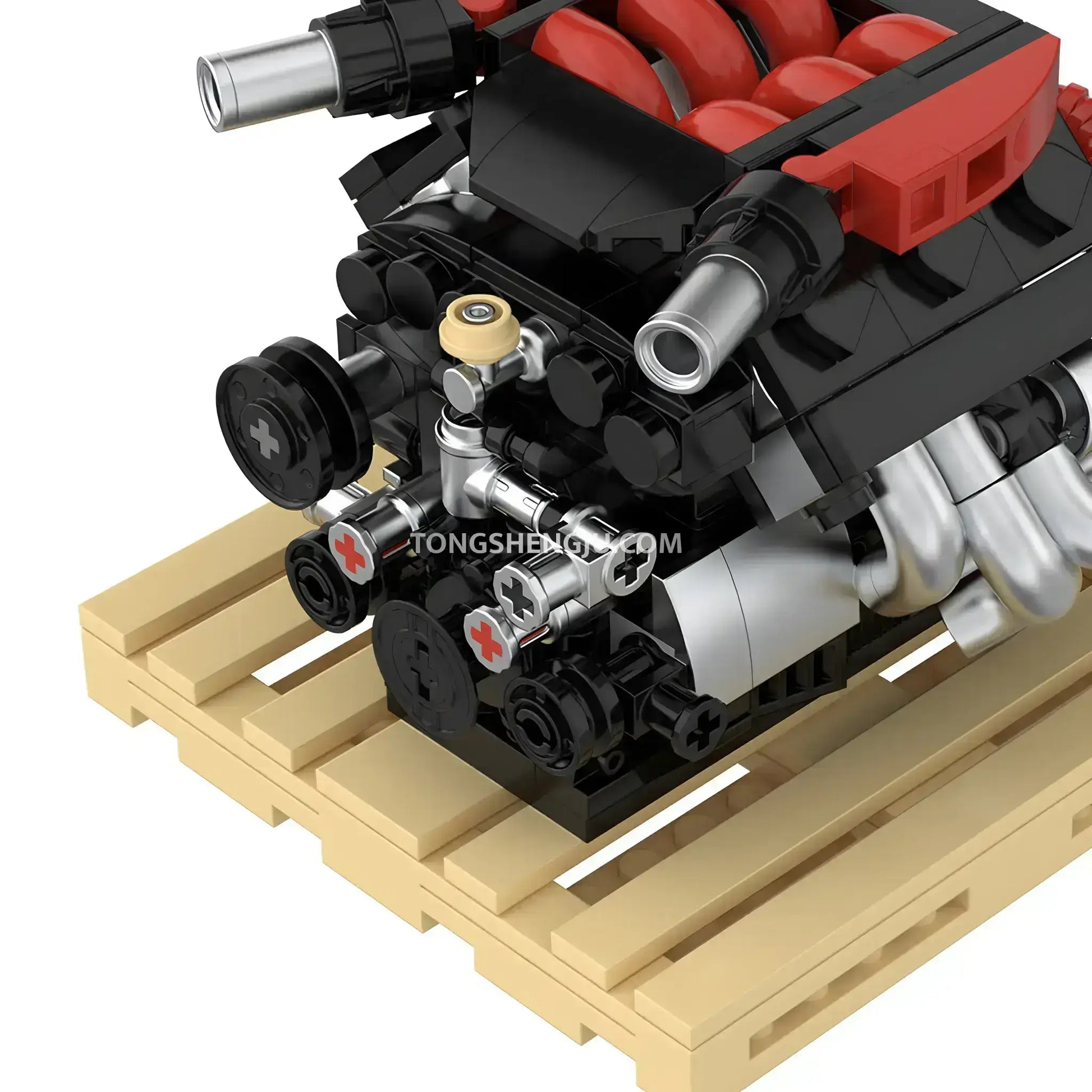 happybuild powerblock pb8869e sukon r35 vr38 mini engine model car building set simulated mechanical linkage