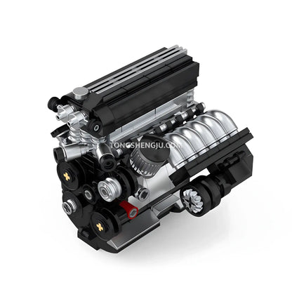 front view of happybuild powerblock pb8869f sukon m3 s50 mini engine model building set  