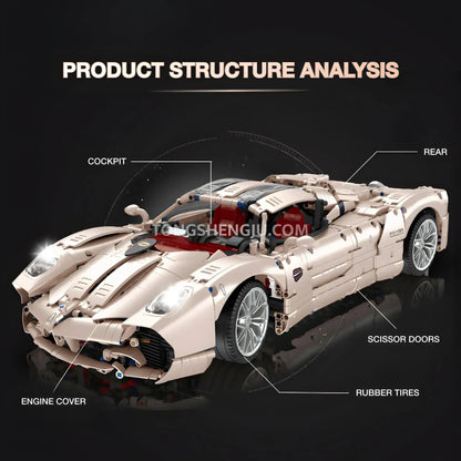 product structure analysis of jiestar jj9210 pagani utopia technic car building blocks set model car