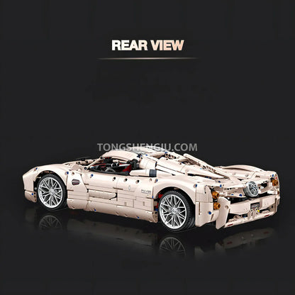 rear view of jiestar jj9210 pagani utopia technic car building blocks set model car
