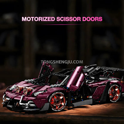 kbox 10542 technic lamborghini svj sports car building set model car motorized scissor doors