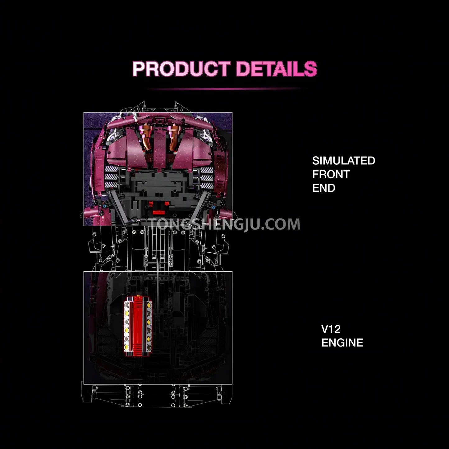 Tongshengju Technic Lambo SVJ Sports Car Building Blocks Set For Adults Collectible Gift (3950PCS)