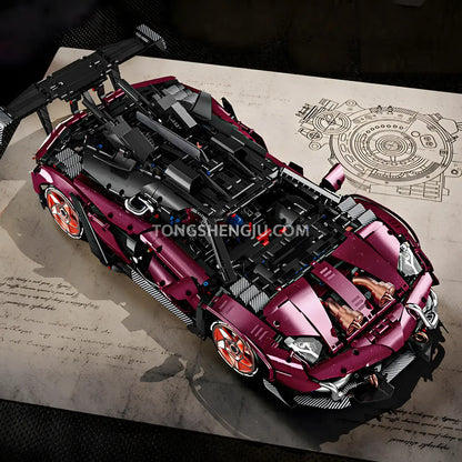 top view of kbox 10542 technic lamborghini svj sports car building set model car 