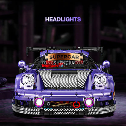 kbox 10544 technic porsche 964 sports car building blocks set model car headlights