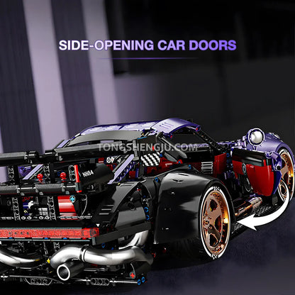 rear view of kbox 10544 technic porsche 964 sports car building blocks set model car