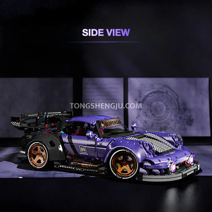 side view of kbox 10544 technic porsche 964 sports car building blocks set model car