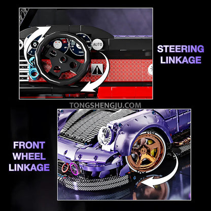 kbox 10544 technic porsche 964 sports car building blocks set model car steering linkage and front wheel linkage