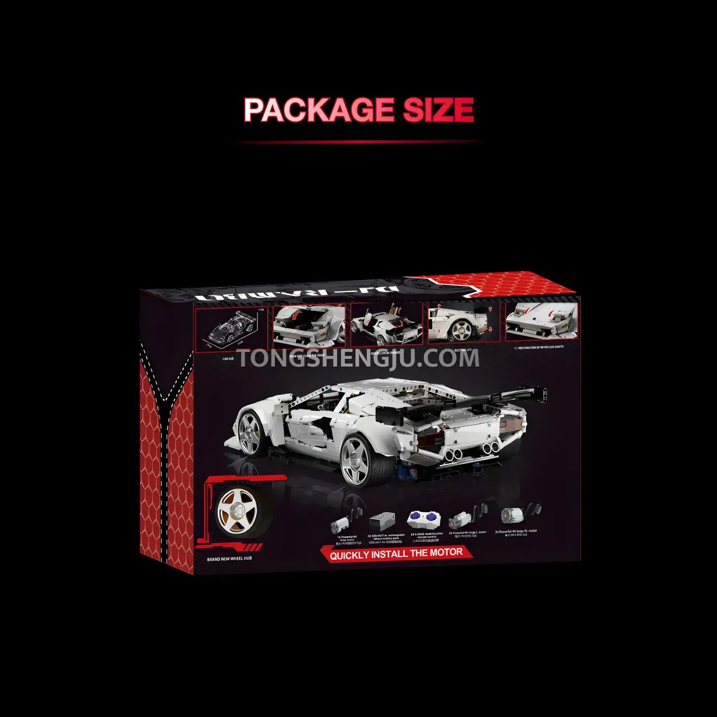 package size of kbox 10547  technic lamborghini countach sports car building set model car
