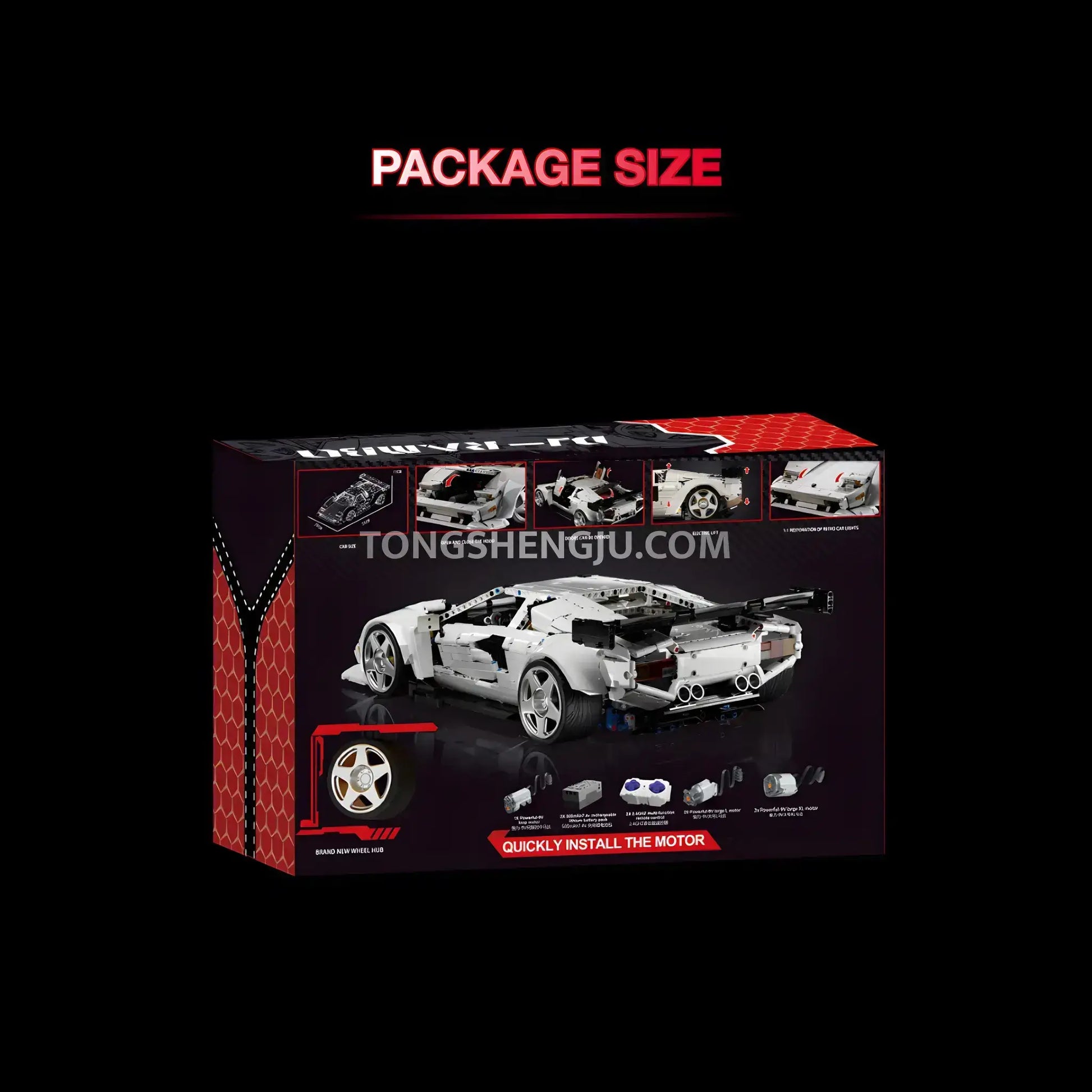 package size of kbox 10547  technic lamborghini countach sports car building set model car