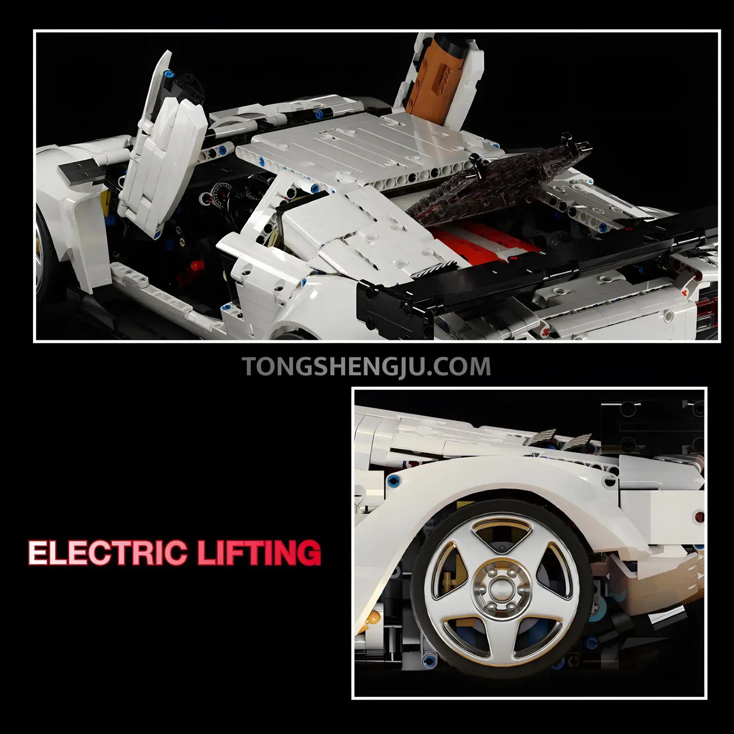 kbox 10547 technic lamborghini countach sports car building set model car electric lifting