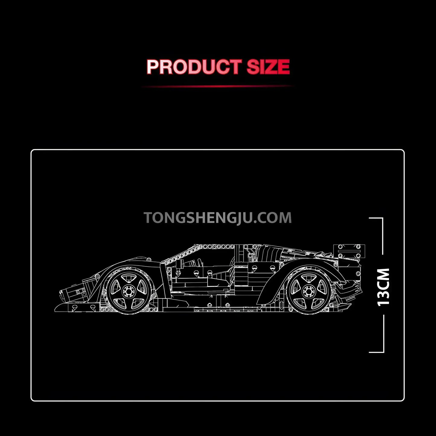 product size of kbox 10547 technic lamborghini countach sports car building set model car