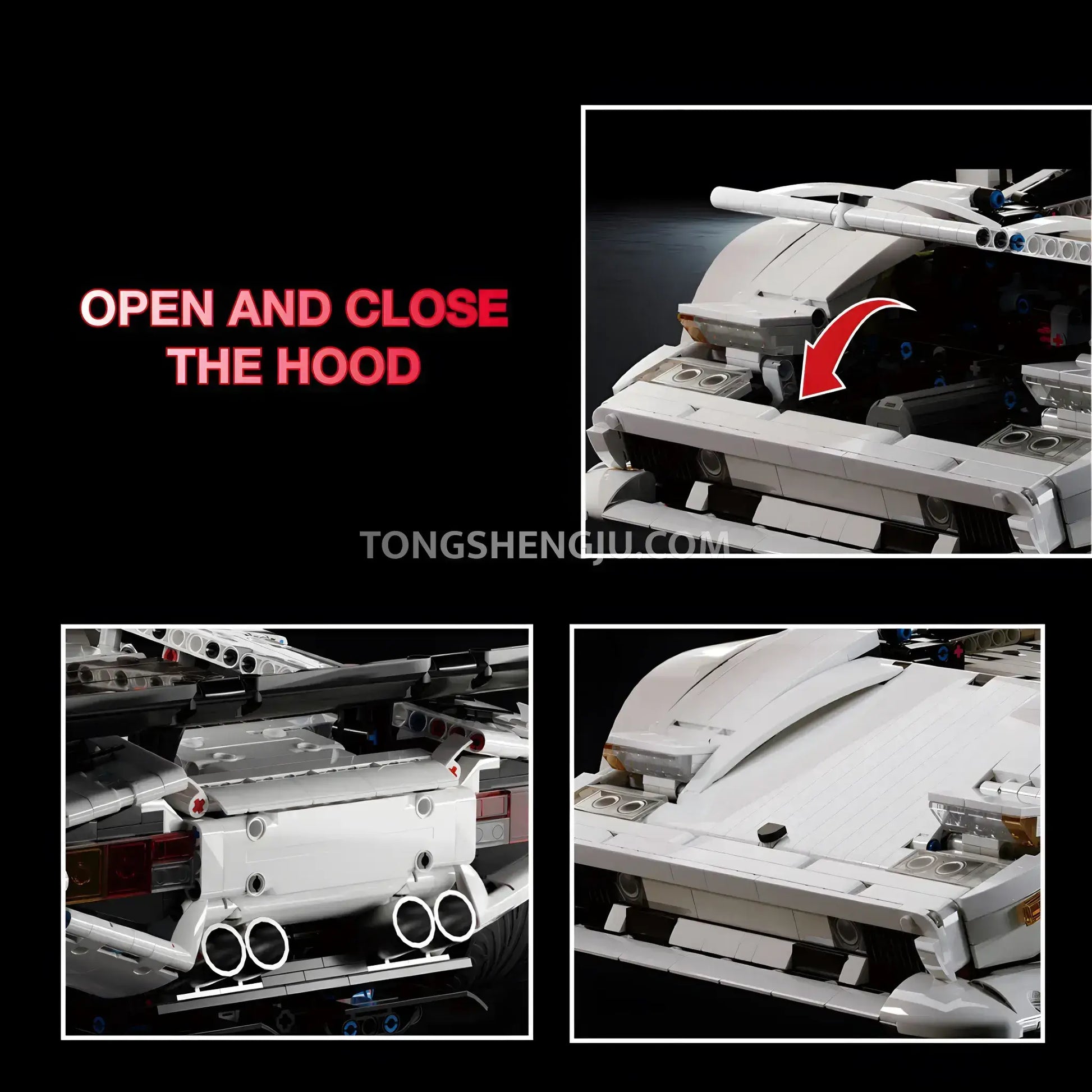 kbox 10547 technic lamborghini countach sports car building set model car open and close the hood