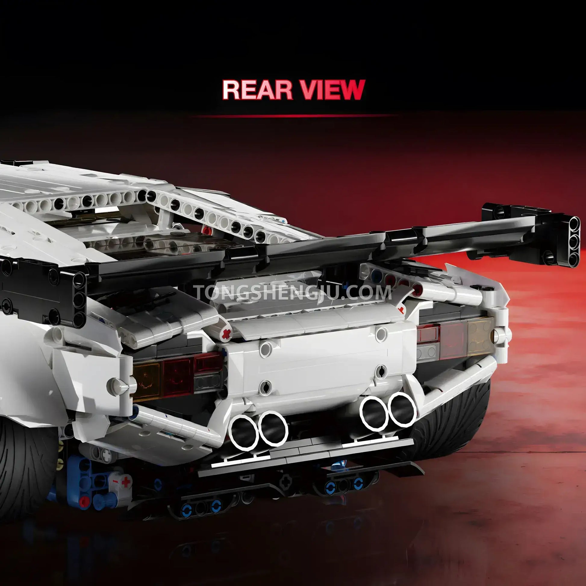 rear view of kbox 10547 technic lamborghini countach sports car building set model car