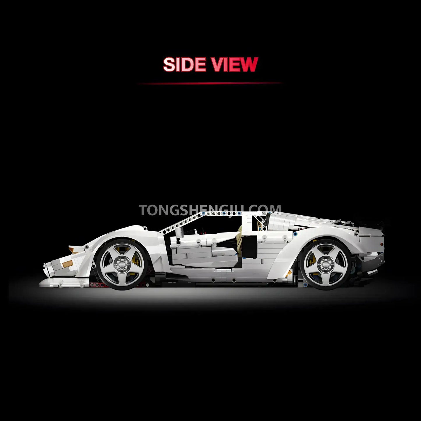 side view of kbox 10547 technic lamborghini countach sports car building set model car