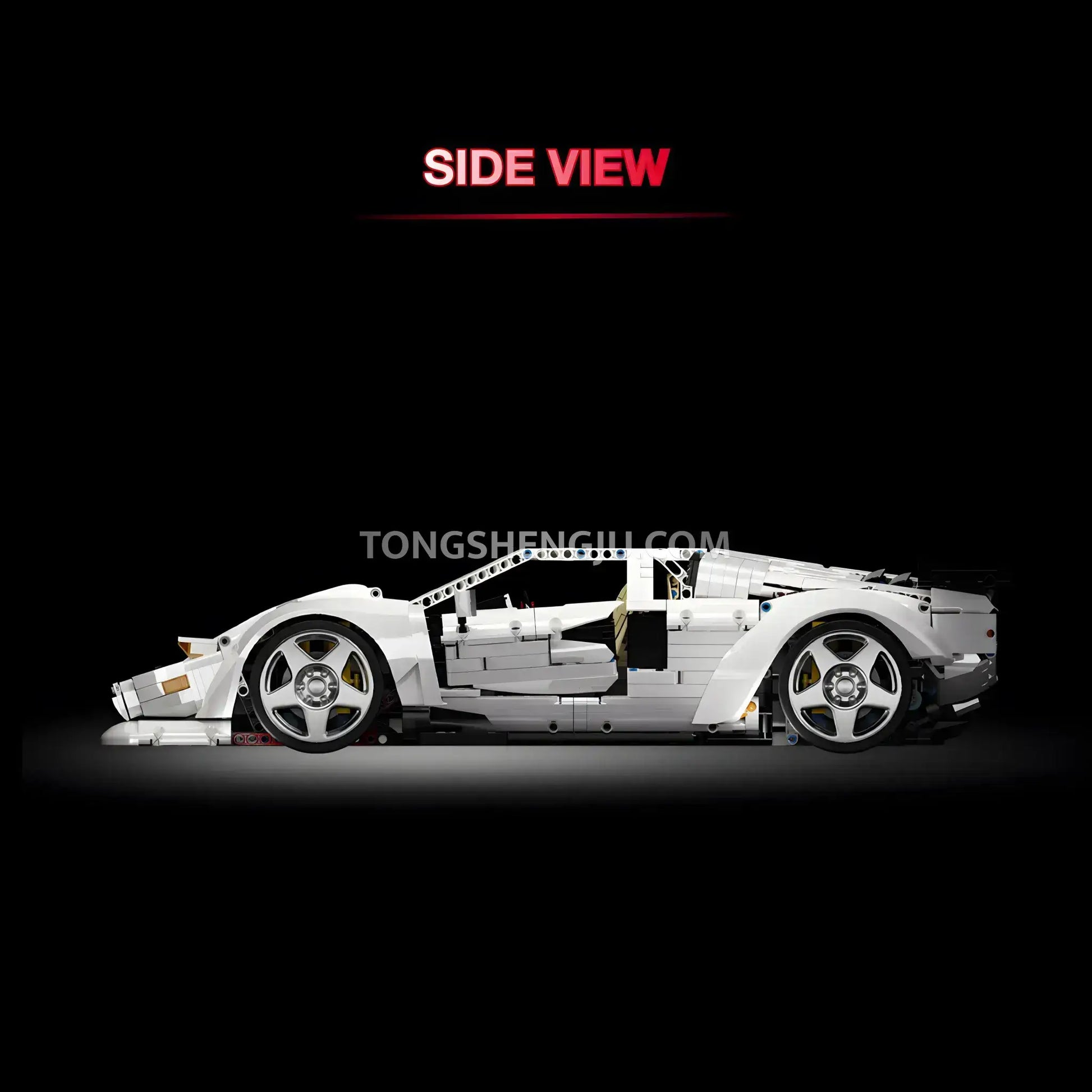 side view of kbox 10547 technic lamborghini countach sports car building set model car