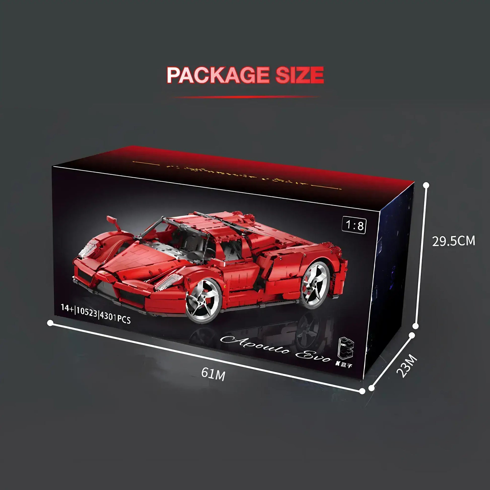 package size of kbox falali enzo building blocks model toy car