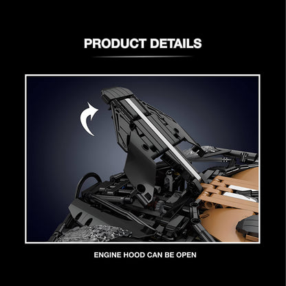 mould king bugatti la voiture noire building blocks model toy car engine hood can be open