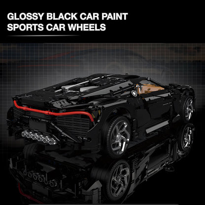 mould king bugatti la voiture noire building blocks model toy car glossy black car paint sports car wheels