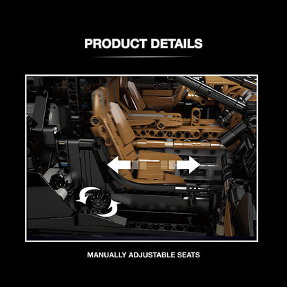 mould king bugatti la voiture noire building blocks model toy car manually adjustable seats