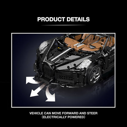 mould king bugatti la voiture noire building blocks model toy car vehicle can move forward and steer