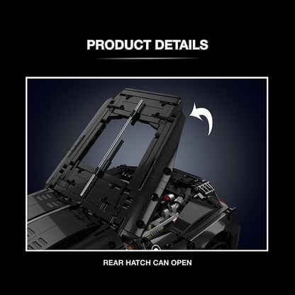 mould king bugatti la voiture noire building blocks model toy car rear hatch can be open