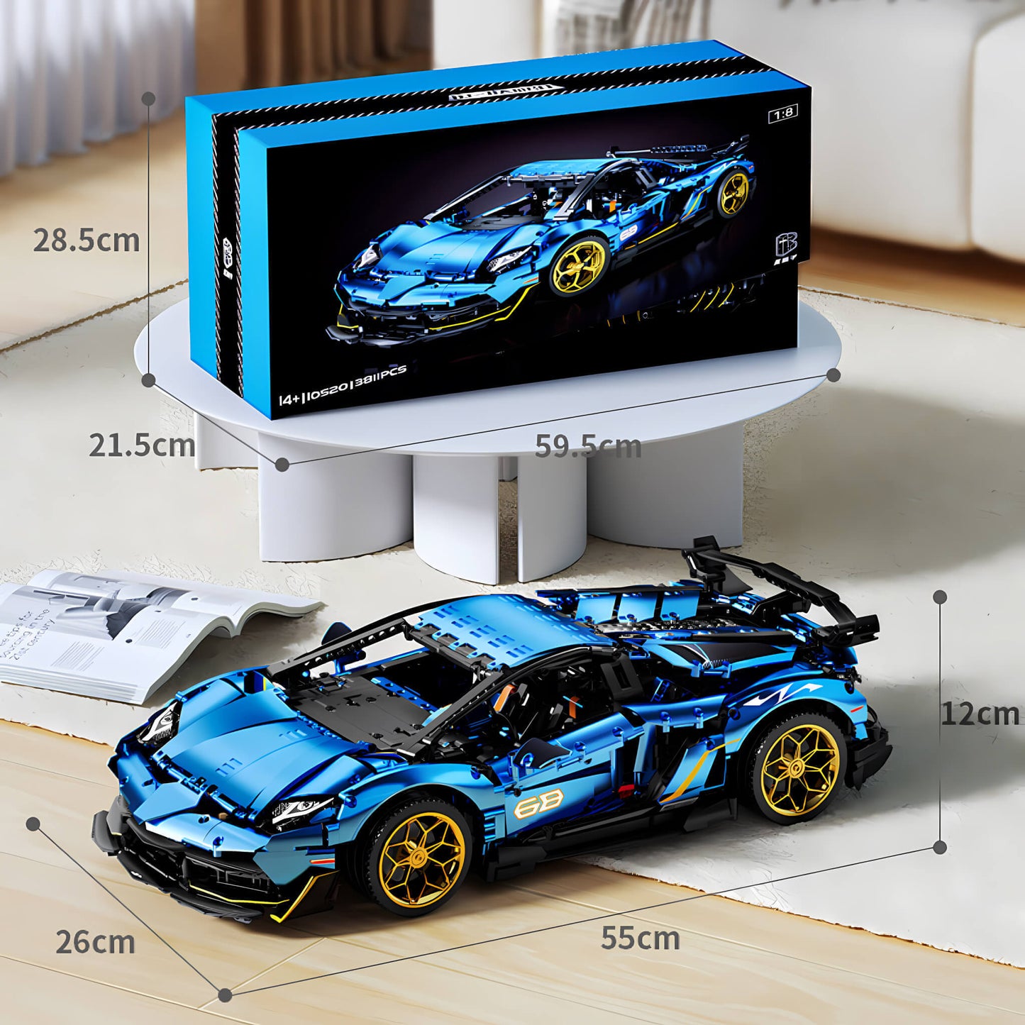 product size of kbox lamborghini svj building block model toy car