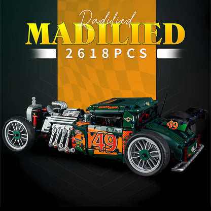 1/8 kbox 10509 madilied vehicle hot rod 1949 building blocks model toy car 2618 pieces