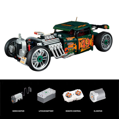 dynamic verson of kbox 10509 madilied vehicle hot rod 1949 building blocks model toy car