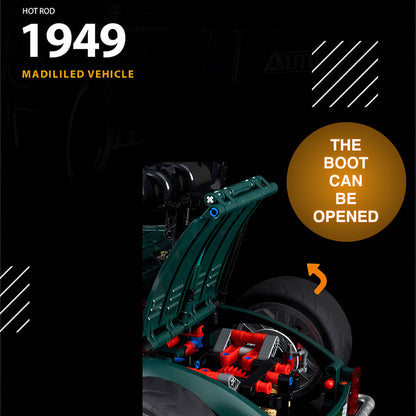 kbox 10509 madilied vehicle hot rod 1949 building blocks model toy car the boot can be opened