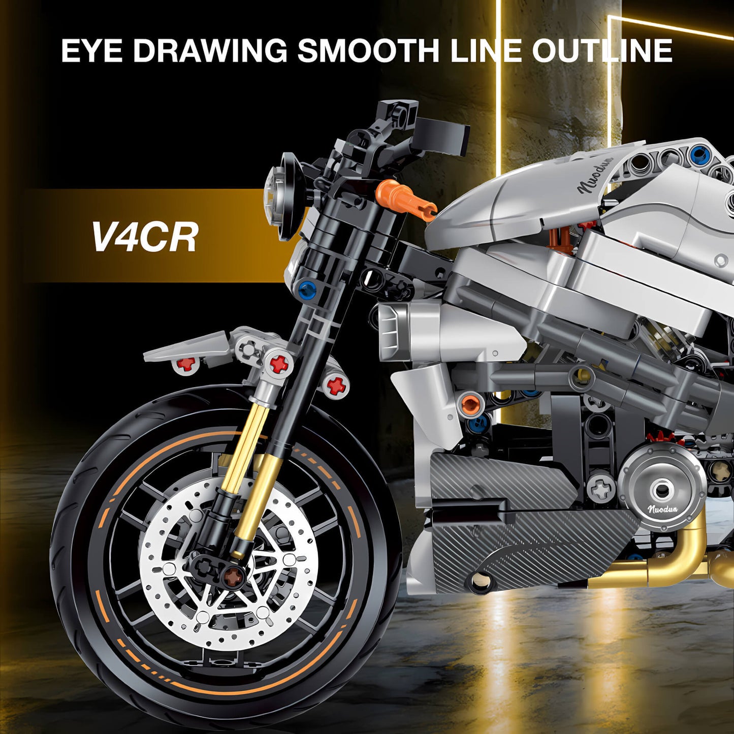 nuodun v4cr building blocks model toy motorcycle eye drawing smooth line outline