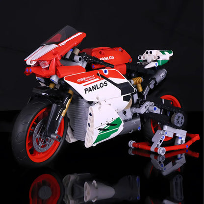 front view of panlos ducatti 1299 building blocks model toy motorcyle