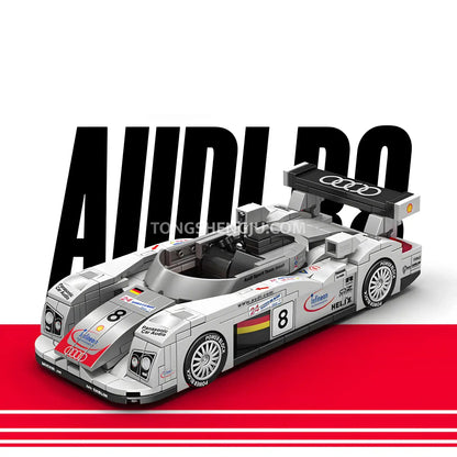 front view of happy build power block pb8813 audi r8 sports car building blocks set model car 
