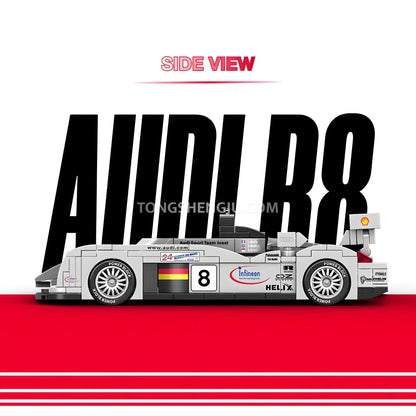 side view of happy build power block pb8813 audi r8 sports car building blocks set model car 