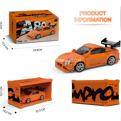 product information of happy build powerbuild pb8815 toyota supra a80 sports car building set model car