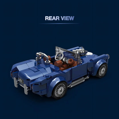 rear view of happy build powerblock timeless series pb8818 shellby cobra model car building blocks toy 